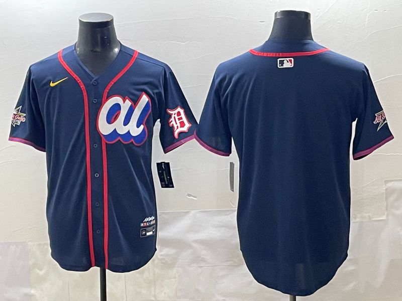 Men 2025 Detroit Tigers Blank Drak Blue All star Blank Blue Nike MLB Jersey style 1